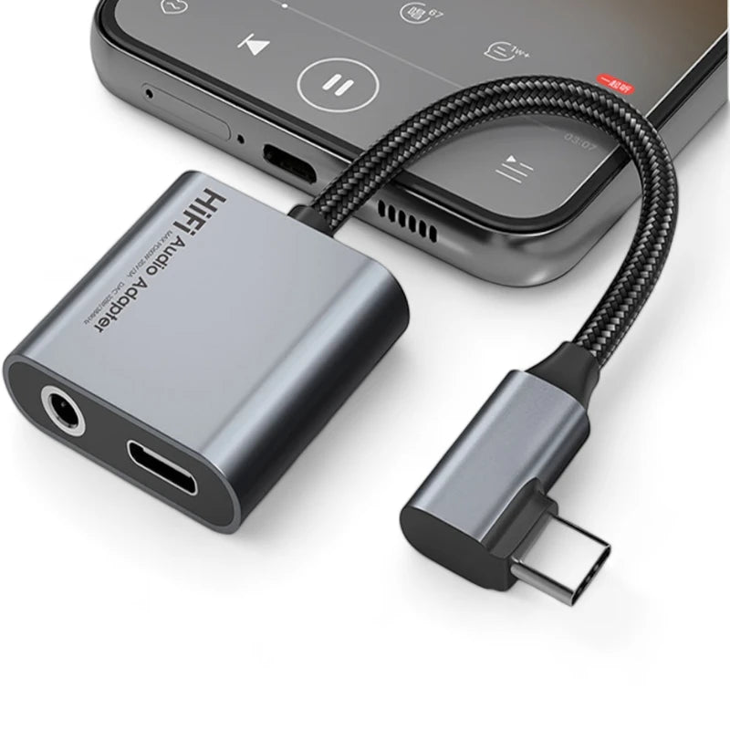 Adaptador USB-C 2 em 1 Carregador + Fone e Microfone P2/P3 HiFi