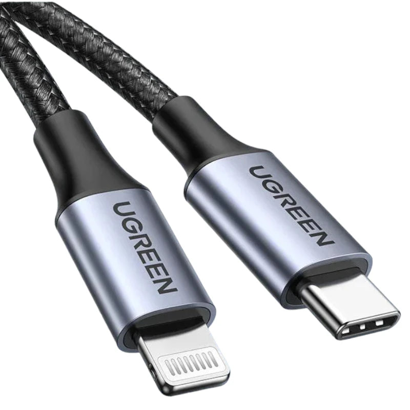 Kit Carregador Turbo USB-C 20W + Cabo Trançado Lightning 1 Metro Ugreen