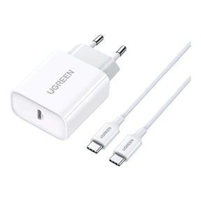 Kit Carregador Turbo 20W USB-C + Cabo USB-C 1 Metro Ugreen