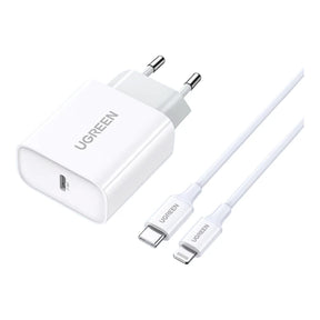 Kit Carregador Turbo 20W USB-C + Cabo Lightning 1 Metro Ugreen